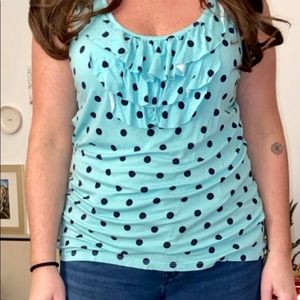 Mint with Navy Blue Polka Dots